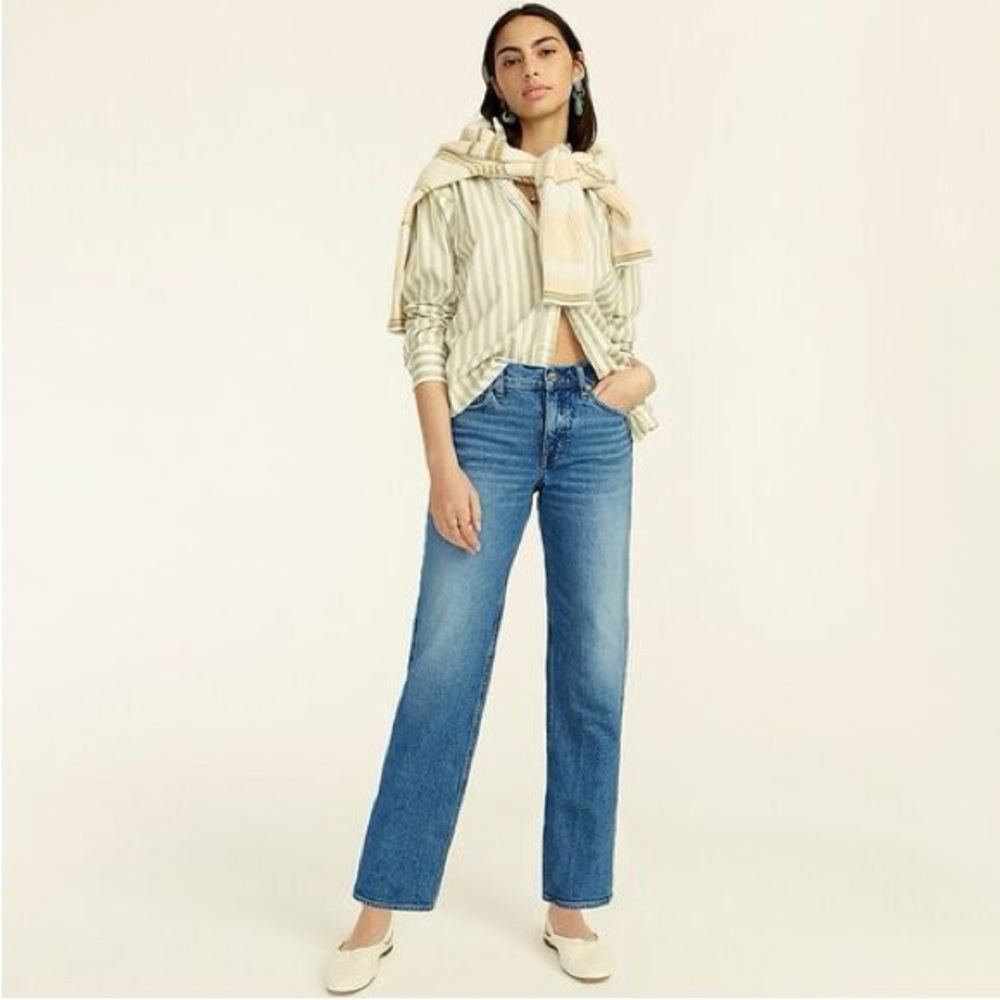 NWT J Crew High Rise Classic Straight Jeans In Poole Wash